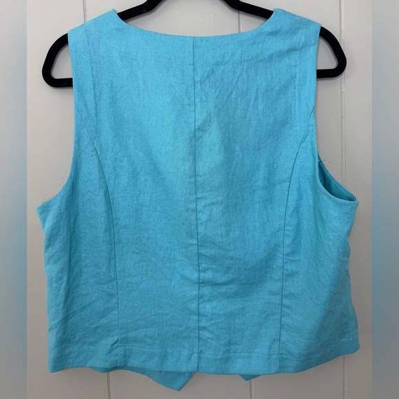 NWT blue sol Linen Blend Button Down Vest Womens Size Large - Picture 2 of 8